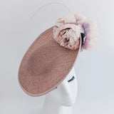 Blush pink large flower saucer disc fascinator hat - House of Hats
