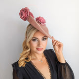 Blush pink large flower saucer disc fascinator hat - House of Hats