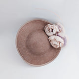 Blush pink large flower saucer disc fascinator hat - House of Hats