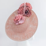 Blush pink large flower saucer disc fascinator hat - House of Hats