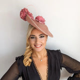 Blush pink large flower saucer disc fascinator hat - House of Hats