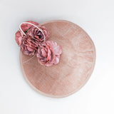 Blush pink large flower saucer disc fascinator hat - House of Hats