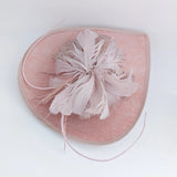 Blush pink large teardrop feather fascinator hat - House of Hats