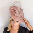 Blush pink large teardrop feather fascinator hat - House of Hats