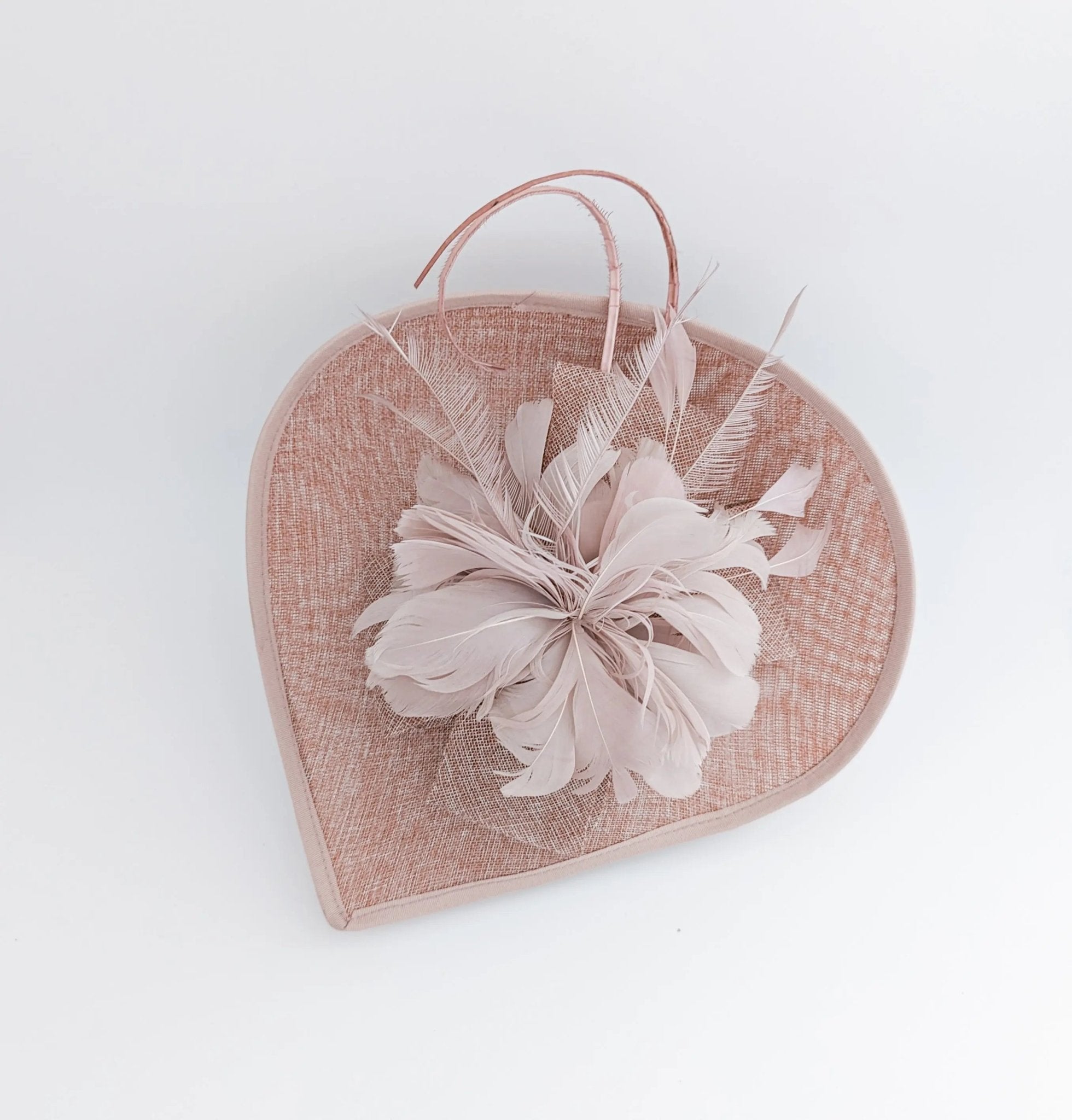 Blush pink large teardrop feather fascinator hat - House of Hats
