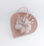 Blush pink large teardrop feather fascinator hat - House of Hats