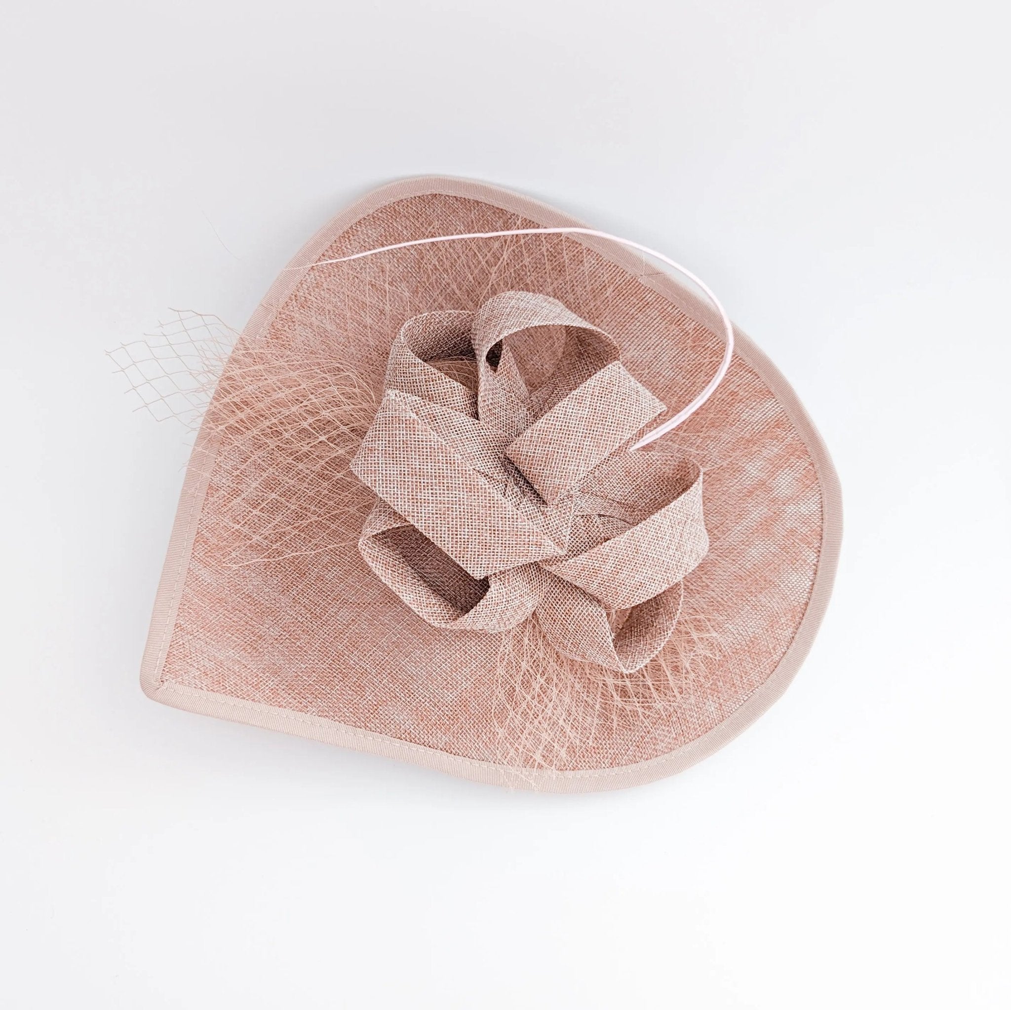 Blush pink large teardrop flower feather fascinator hat - House of Hats