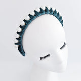Bottle green large pearl ruched velvet headband fascinator - House of Hats