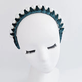 Bottle green large pearl ruched velvet headband fascinator - House of Hats