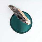 Bottle green pheasant feather small satin fascinator wedding hats uk - House of Hats