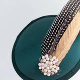 Bottle green pheasant feather small satin fascinator wedding hats uk - House of Hats