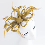 Bronze brown crystal feather fascinator hat - House of Hats