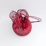 Burgundy flower fascinator hat - House of Hats