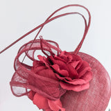Burgundy flower fascinator hat - House of Hats