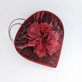 Burgundy large teardrop feather fascinator hat - House of Hats