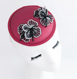 Burgundy red black crystal satin small fascinator wedding hats uk - House of Hats