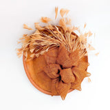Burnt orange feather disc fascinator hat - House of Hats
