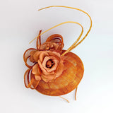 Burnt orange flower fascinator hat - House of Hats