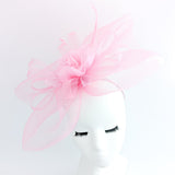 Candy pink large flower feather crin fascinator hat - House of Hats
