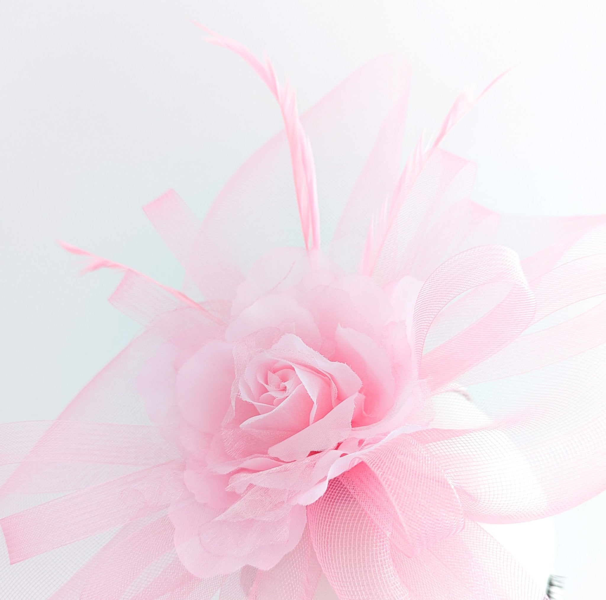Candy pink large flower feather crin fascinator hat - House of Hats