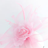 Candy pink large flower feather crin fascinator hat - House of Hats