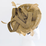 Caramel feather fascinator disc saucer hat - House of Hats