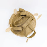 Caramel feather fascinator disc saucer hat - House of Hats