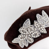 Chocolate brown crystal wool felt french beret hat - House of Hats
