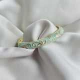 Cloisonné Enamel Pastel Bangle — Faerie Flower Gold — Mint/White Pearl - House of Hats