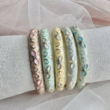Cloisonné Enamel Pastel Bangles— Faerie Flower Gold Stacking Bracelets - House of Hats