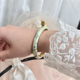 Cloisonné Enamel Pastel Bangles— Faerie Flower Gold Stacking Bracelets - House of Hats
