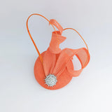 Coral orange pearl fascinator hat - House of Hats