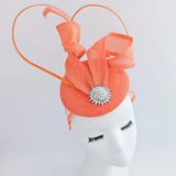 Coral orange pearl fascinator hat - House of Hats