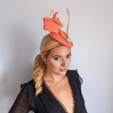 Coral orange pearl fascinator hat - House of Hats
