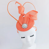 Coral orange pearl fascinator hat - House of Hats