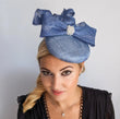 Cornflower blue crystal bow fascinator hat - House of Hats