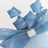Cornflower blue crystal bow fascinator hat - House of Hats