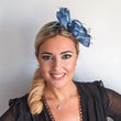 Cornflower blue crystal feather fascinator hat - House of Hats