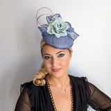 Cornflower blue flower fascinator hat - House of Hats
