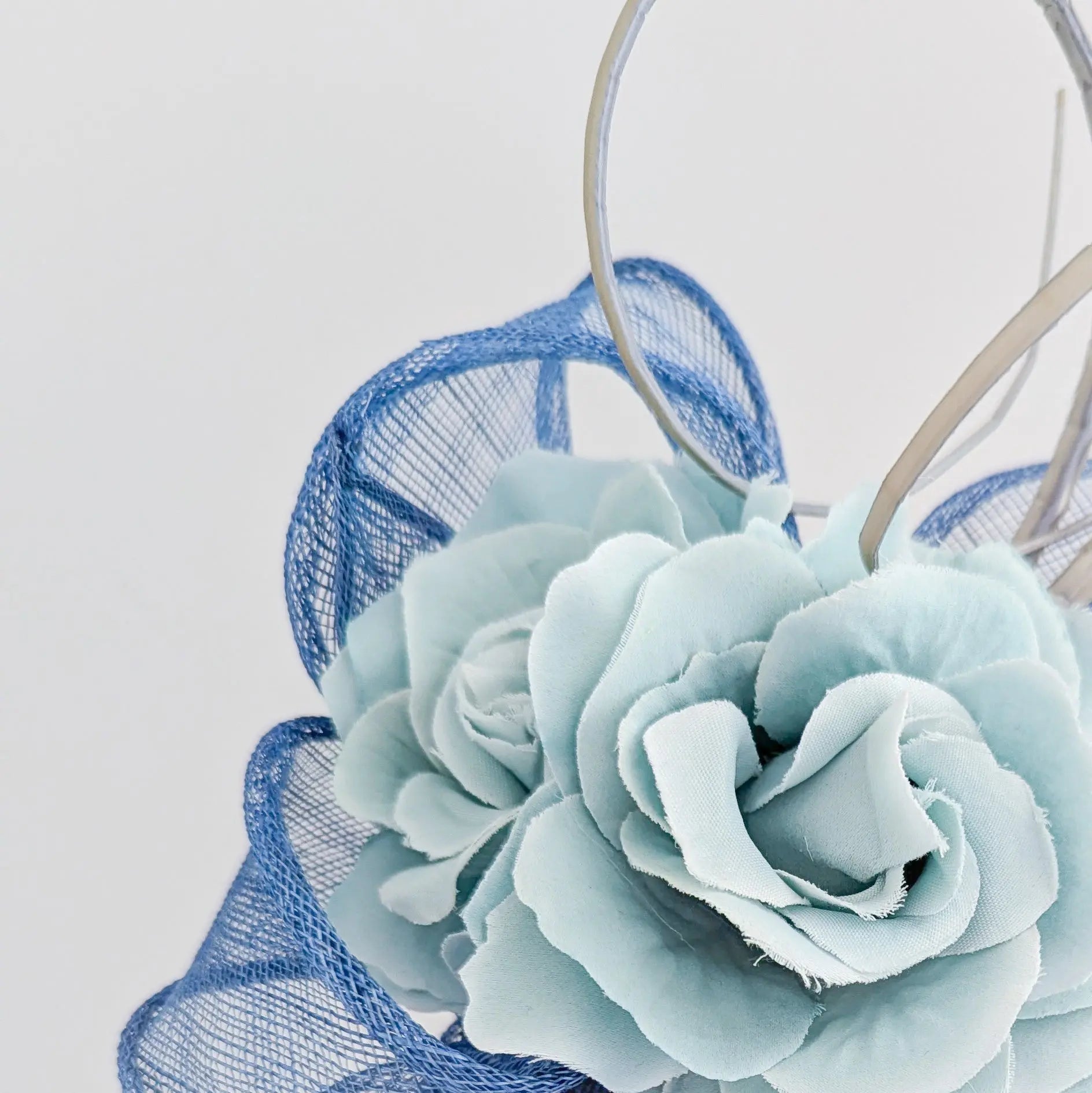 Cornflower blue flower fascinator hat - House of Hats
