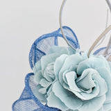Cornflower blue flower fascinator hat - House of Hats