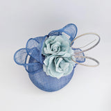Cornflower blue flower fascinator hat - House of Hats