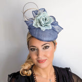 Cornflower blue flower fascinator hat - House of Hats