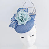 Cornflower blue flower fascinator hat - House of Hats
