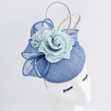 Cornflower blue flower fascinator hat - House of Hats