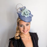 Cornflower blue flower fascinator hat - House of Hats