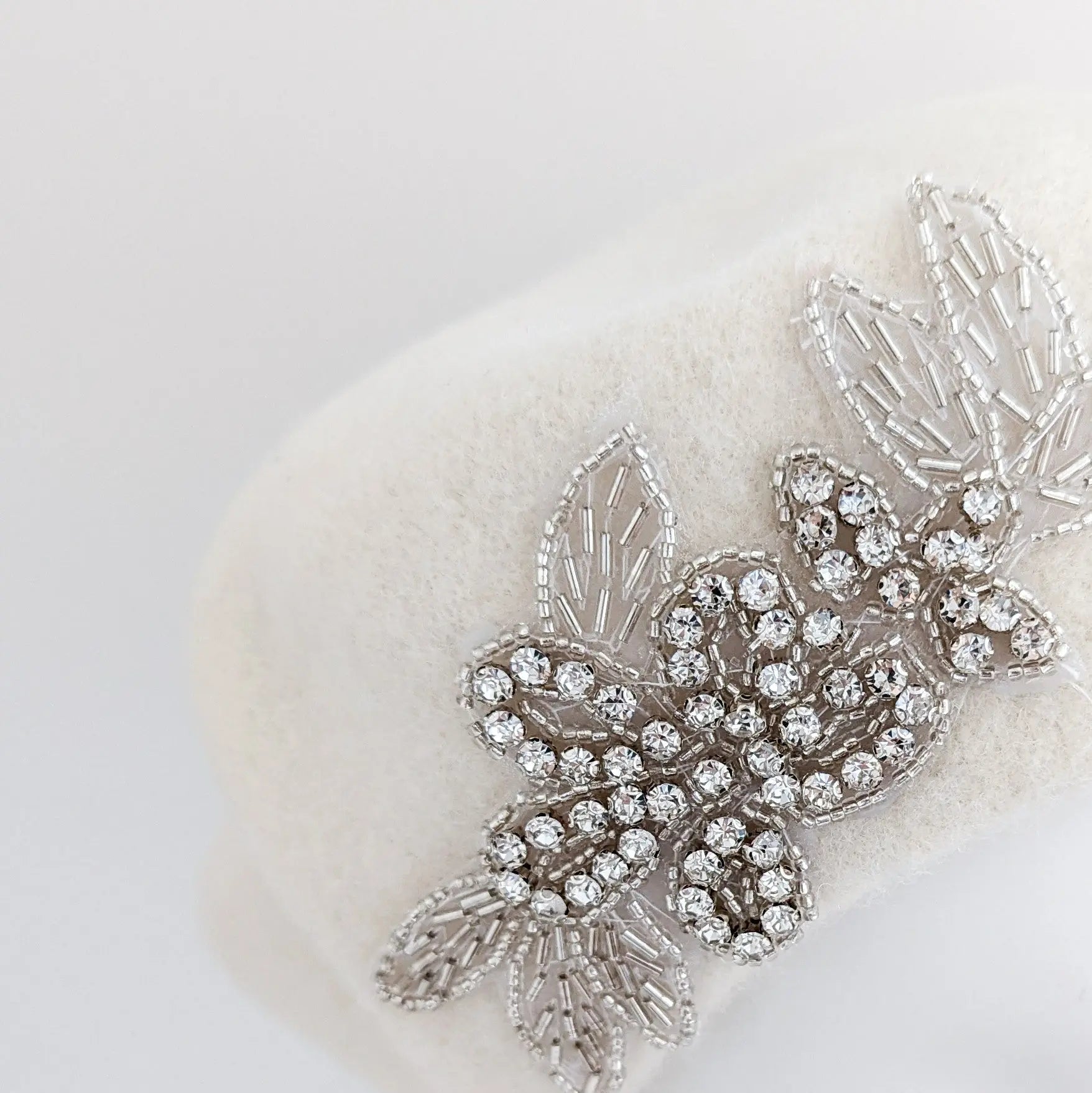 Cream crystal wool felt french beret hat - House of Hats
