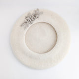 Cream crystal wool felt french beret hat - House of Hats