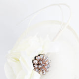 Cream flower disc saucer fascinator hat - House of Hats