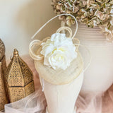 Cream flower fascinator hat - House of Hats